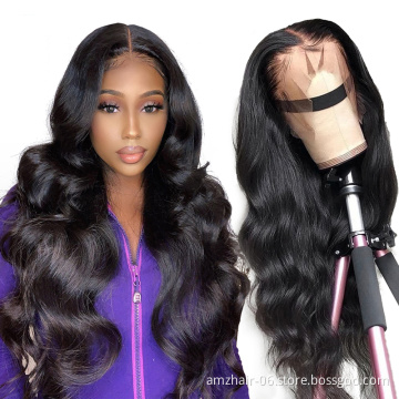 Popular Cheap Raw Peruvian Virgin Human Hair 13X6 Glueless Lace Front Wigs For Black Women Undetectable Knots Can Be Customized